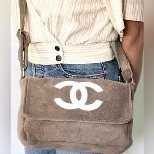 Chanel Beige Suede Shoulder Bag